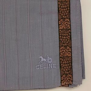 Vintage CELINE Sulky Horse & Carriage Embroidered Handkerchief Pocket Square
